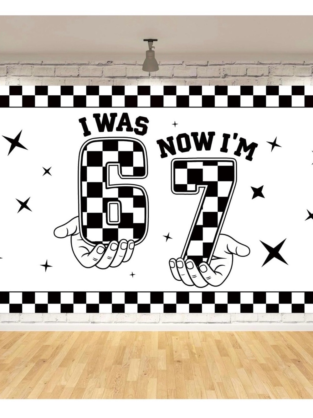 NEW Monochrome "I Was 6 Now I’m 7" Checkered Wall Tapestry